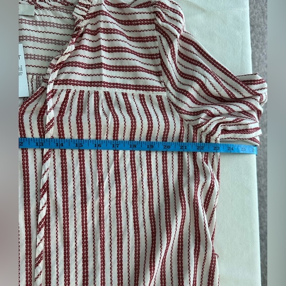 Loft NWT Red & White Striped Blouse Size Large Long Sleeve - Picture 6 of 6